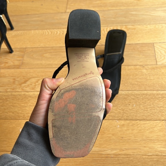 Black asos stradivarius block heel slip on shoe with straps - Picture 2 of 2